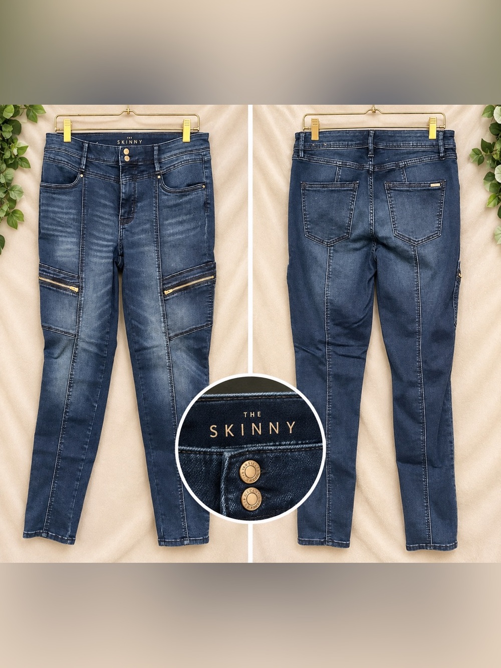 White House Black Market “The Skinny” Dark Wash Moto Skinny Jeans